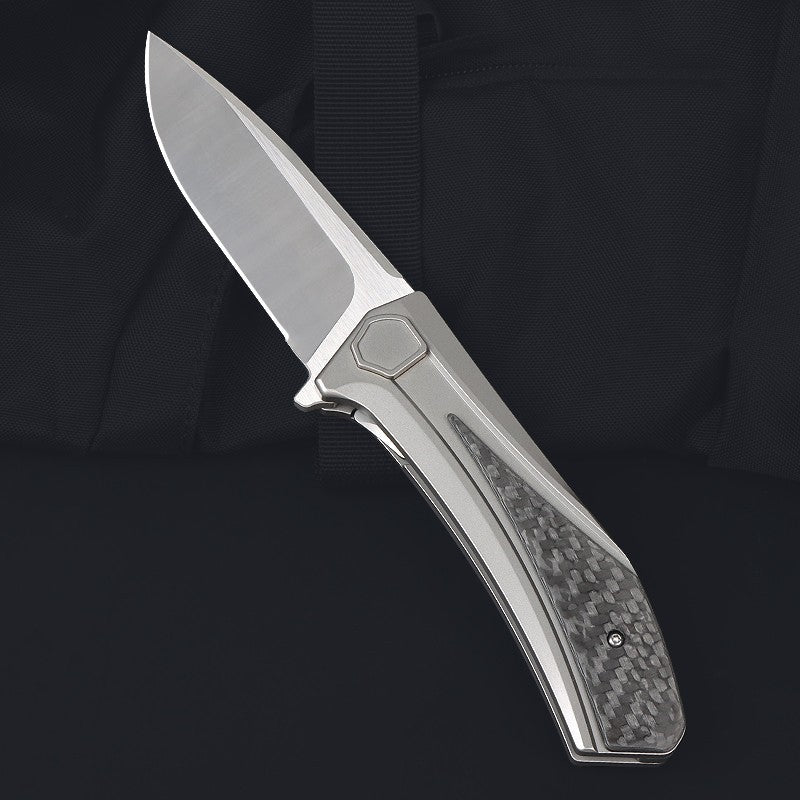 8'' New VG10 Blade Full T4C Titanium Handle Pocket Camping Folding Knife VTF18