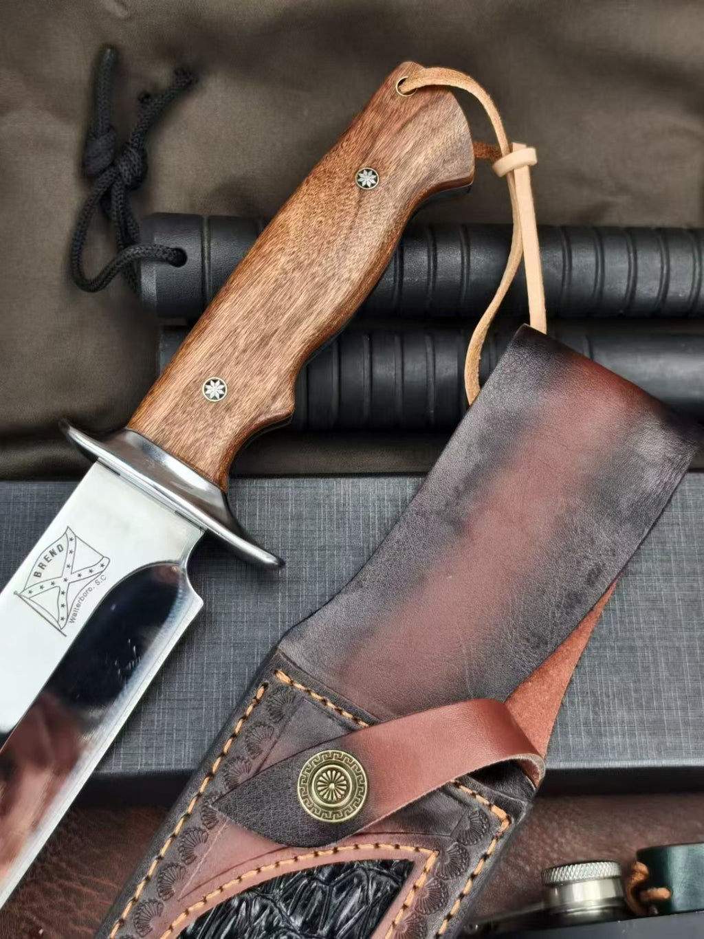 16'' New Mirror Light M390 Steels Wood handle Camping Knife M8
