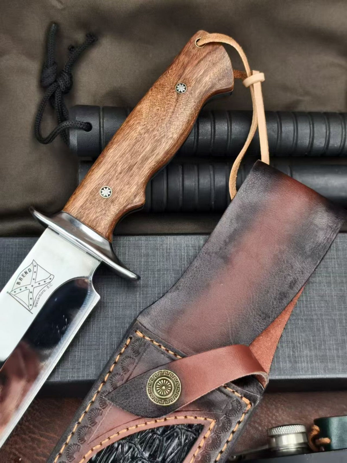 16'' New Mirror Light M390 Steels Wood handle Camping Knife M8