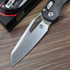 9''New CNC StoneWash M390 Blade Carbon Fibre Handle Camping Folding Tool VTF66