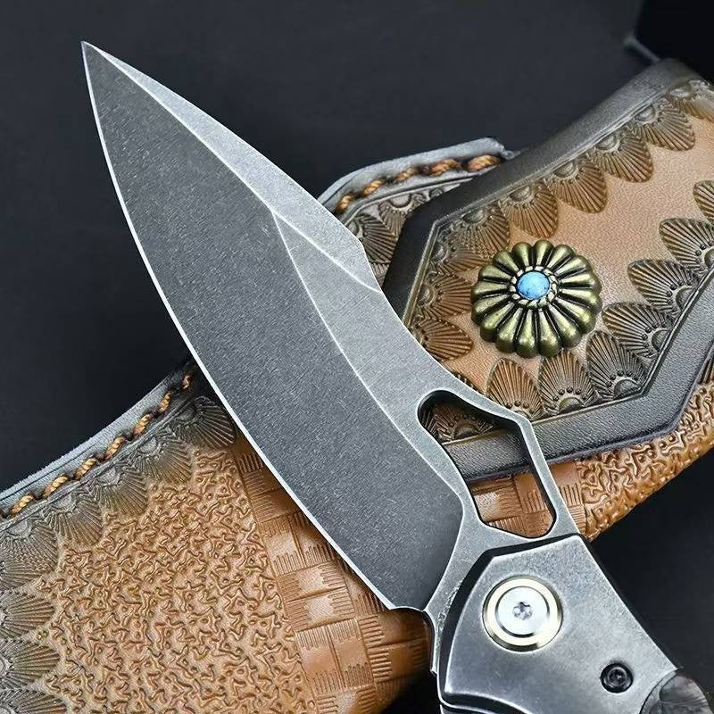 8.5'' New Wootz Steel Blade Wood Handle Camping ToolFolding Knife VTF100