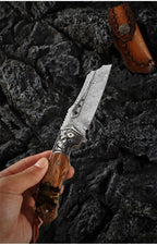 8'' New Folding Tool VG10 Damascus Blade Wood Handle Camping Tool VTF152