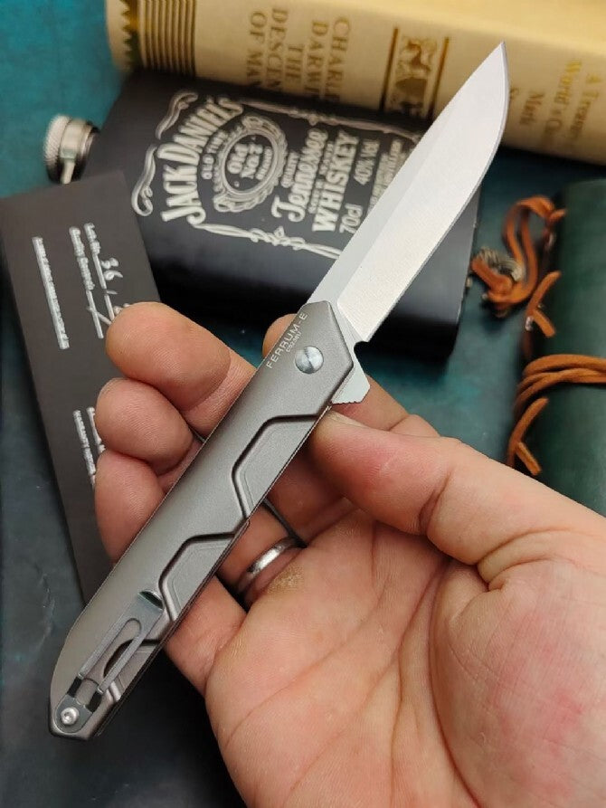 7''New Manual Folding Knife N690 Blade Aluminum Handle Campin Pocket Knife VTF31