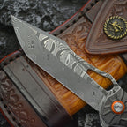8'' New Manual Folding Tool VG10 Damascus Blade Wood Handle Pocket Tool VTF12