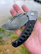 New Manual Folding VG10 Damascus Blade Ebony Handle Pocket Folding Tool VTF23