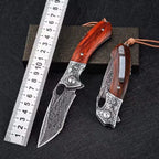 8'' New Folding Tool Wood Handle VG10 Damascus Blade Camping PocketTool VTF42