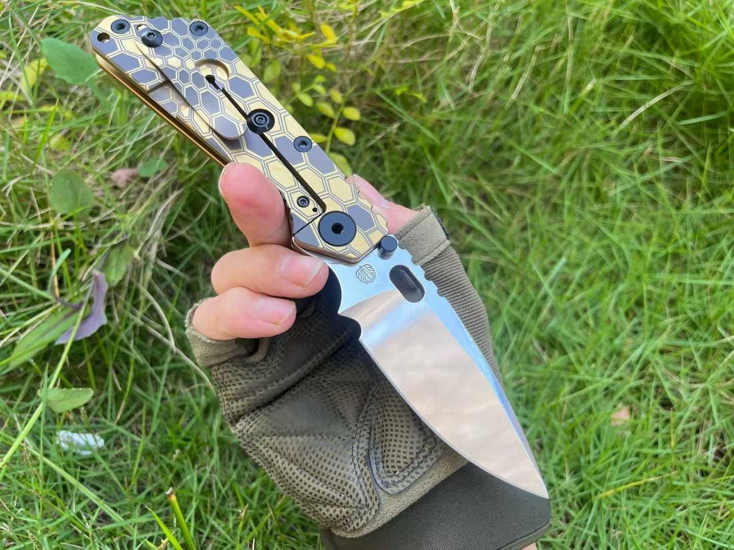 8'' New FoldingKnife Mirror Light D2 Blade Full T4C Titanium Handle PocketKnife DF11