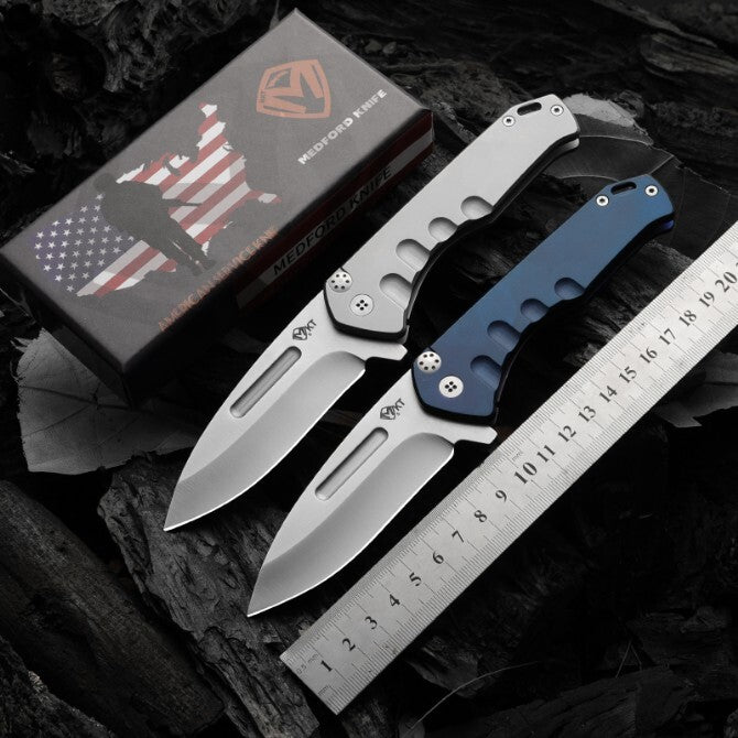 8.5''New Manual Folding Knife D2 Steel Blade All Steel Handle Folding Knife DF33