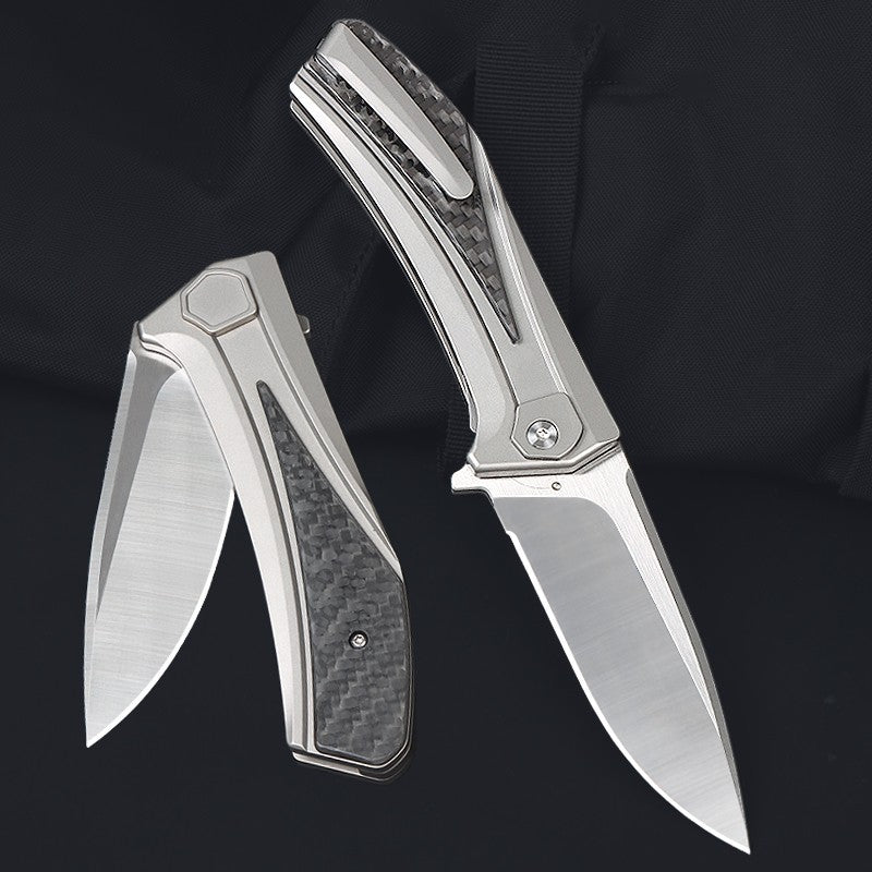 8'' New VG10 Blade Full T4C Titanium Handle Pocket Camping Folding Knife VTF18