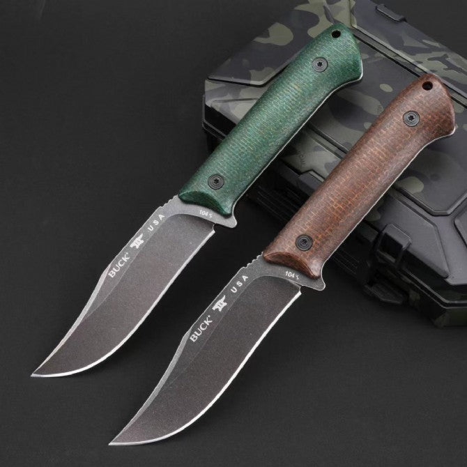 9'' New Stone Wash 14C28N Blade Linen Handle Camping Knife VTH72