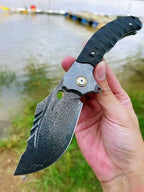 New Manual Folding VG10 Damascus Blade Ebony Handle Pocket Folding Tool VTF23