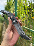 New Fast Opening VG10 Damascus Steel Blade Pocket Camping Folding Tool VTF104